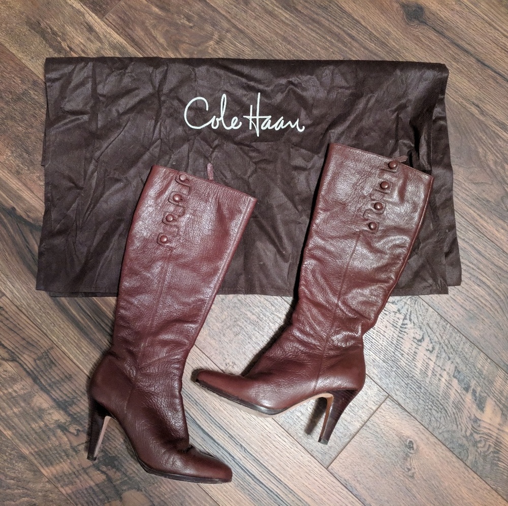 Cole Haan NikeAir tall brown leather boots 9.5